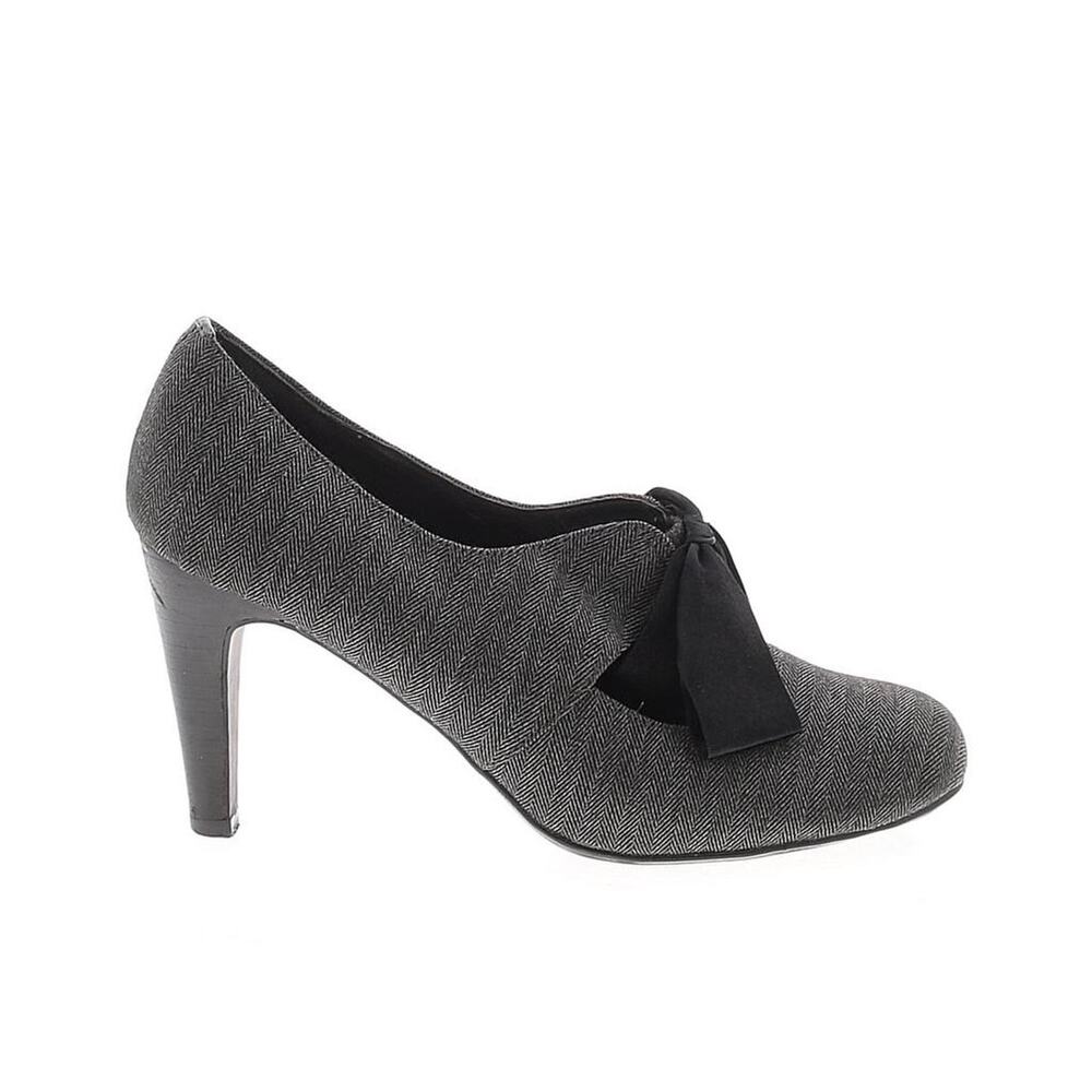Ann Marino Black & Grey Herringbone Bow Pumps  academia • coquette aesthetic